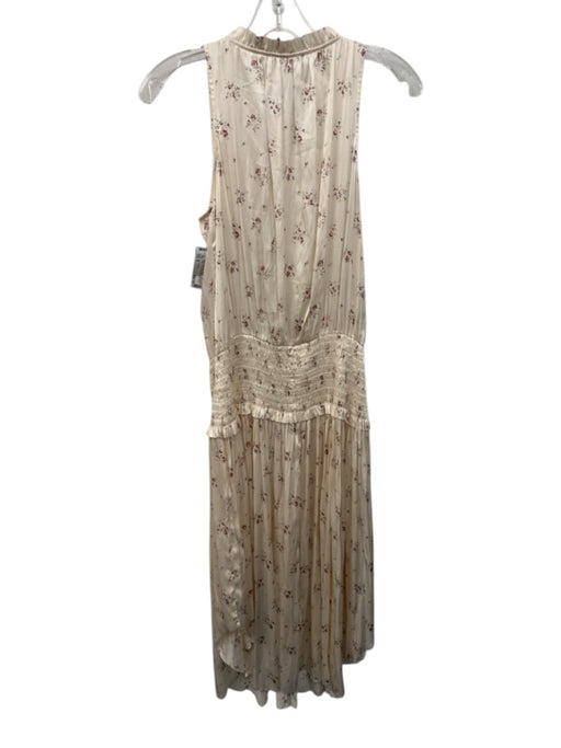 Ulla Johnson Size 6 White, Pink, Green Polyester Sleeveless Floral Midi Dress White, Pink, Green / 6