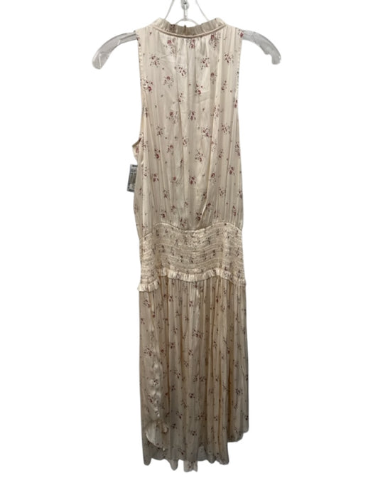 Ulla Johnson Size 6 White, Pink, Green Polyester Sleeveless Floral Midi Dress White, Pink, Green / 6