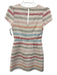 Milly Size 2 White & Multi Cotton Blend Short Sleeve Tweed V Neck Mini Dress White & Multi / 2