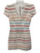Milly Size 2 White & Multi Cotton Blend Short Sleeve Tweed V Neck Mini Dress White & Multi / 2