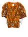 Farm Rio Size M Orange, Black, White Viscose Half Balloon Sleeve Paisley Top Orange, Black, White / M