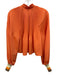 Tibi Size 6 Orange Polyester Long Balloon Sleeve Accordion Pleat V Neck Top Orange / 6