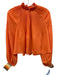 Tibi Size 6 Orange Polyester Long Balloon Sleeve Accordion Pleat V Neck Top Orange / 6