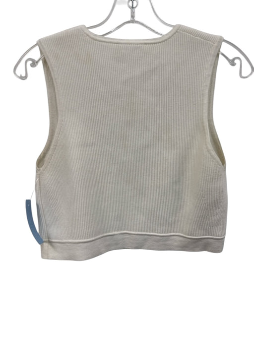 Alexis Size L White Viscose Blend Sleeveless Ribbed Scoop Neck Cropped Top White / L