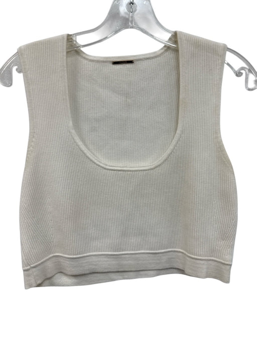 Alexis Size L White Viscose Blend Sleeveless Ribbed Scoop Neck Cropped Top White / L