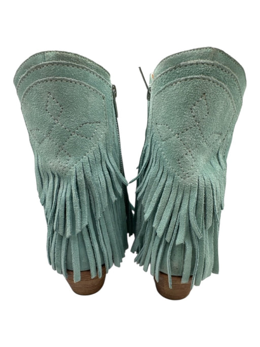 Free People Shoe Size 40 Robin's Egg Blue Suede Stacked Heel Fringe Booties Robin's Egg Blue / 40