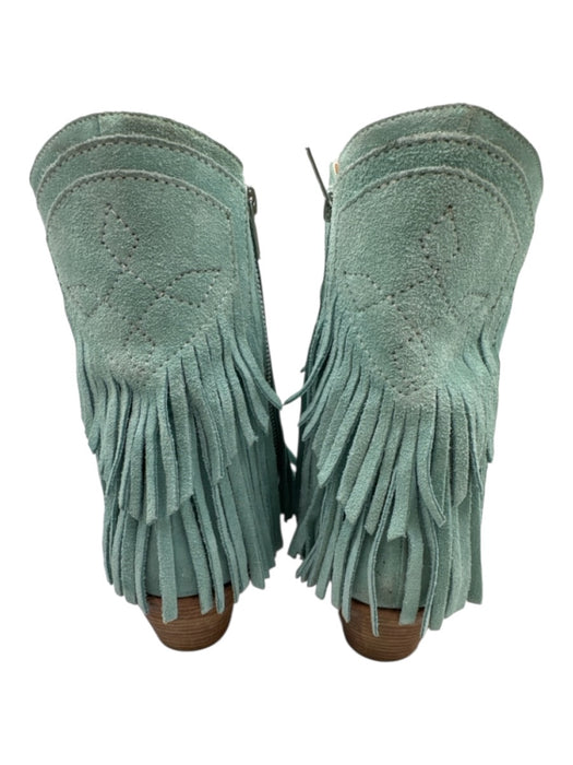 Free People Shoe Size 40 Robin's Egg Blue Suede Stacked Heel Fringe Booties Robin's Egg Blue / 40