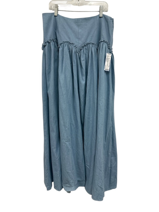 Mare Mare Size Medium Light Wash Cotton Blend Sleeveless Gathered Maxi Skirt Set Light Wash / Medium