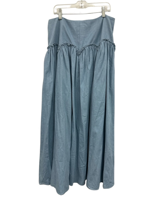 Mare Mare Size Medium Light Wash Cotton Blend Sleeveless Gathered Maxi Skirt Set Light Wash / Medium