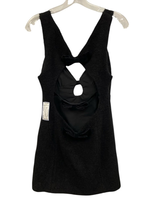 For Love & Lemons Size Medium Black Wool Blend Sleeveless Velvet Boucle Dress Black / Medium