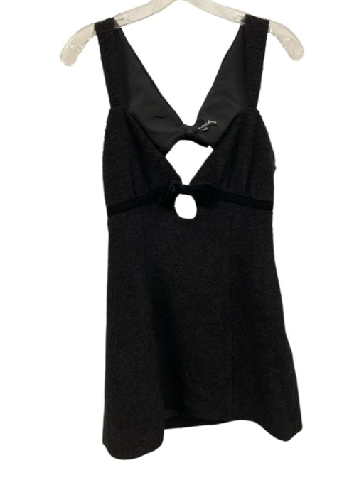 For Love & Lemons Size Medium Black Wool Blend Sleeveless Velvet Boucle Dress Black / Medium