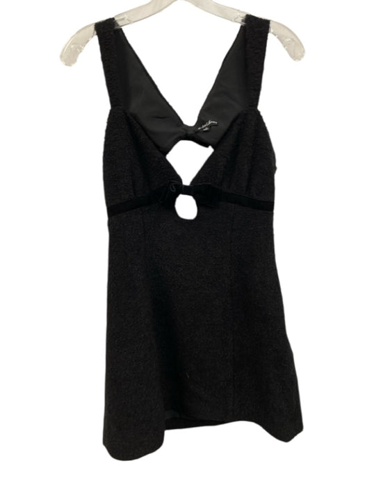 For Love & Lemons Size Medium Black Wool Blend Sleeveless Velvet Boucle Dress Black / Medium
