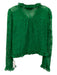 Alexis Size Medium Green Polyester Long Sleeve Floral Embroidery Ruffles Top Green / Medium