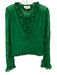 Alexis Size Medium Green Polyester Long Sleeve Floral Embroidery Ruffles Top Green / Medium