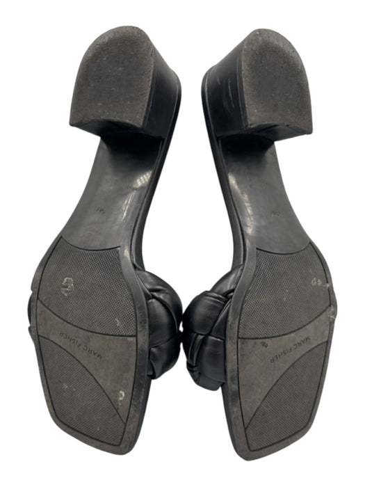 Marc Fisher Shoe Size 9 Black Leather Braided Open Toe Block Heel Sandals Black / 9