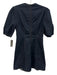 Cinq a Sept Size 4 Dark Wash Denim Short Balloon Sleeve Contrast Stitch Dress Dark Wash / 4