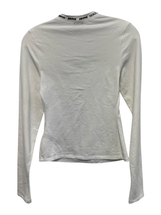 Dolce & Gabbana x Skims Size M White & Black Cotton Blend Long Sleeve Logo Top White & Black / M