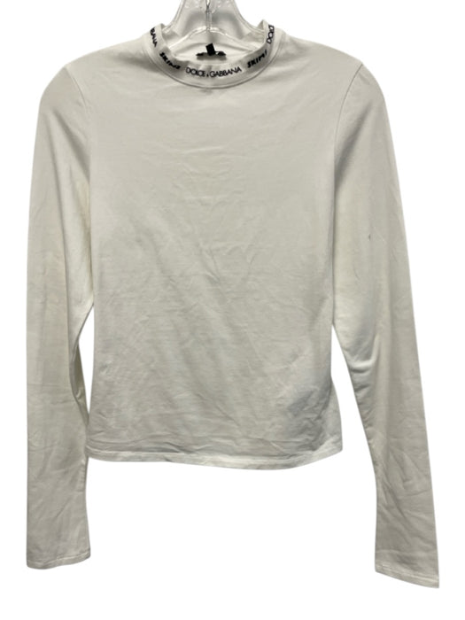 Dolce & Gabbana x Skims Size M White & Black Cotton Blend Long Sleeve Logo Top White & Black / M