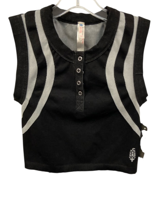 FP Movement Size S Black & Gray Polyamide Blend Sleeveless Striped Detail Top Black & Gray / S