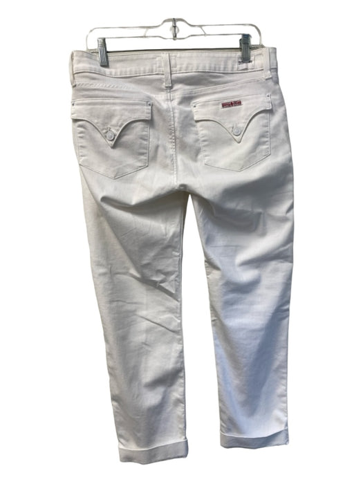 Hudson Size 30 White Cotton Blend Straight Cut Cuffed 5 Pocket Zip Fly Jeans White / 30