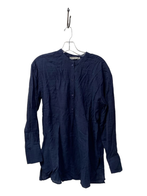 Vince Size XS Navy Tencel Blend 3/4 Button Long Sleeve Semi Sheer Pull On Top Navy / XS