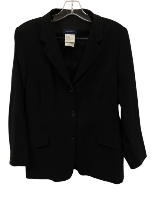 Piazza Sempione Size 50 Black Wool Blend Button Front Flap Pocket Pant Set Black / 50
