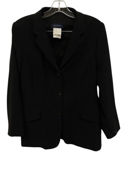 Piazza Sempione Size 50 Black Wool Blend Button Front Flap Pocket Pant Set Black / 50