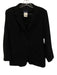 Piazza Sempione Size 50 Black Wool Blend Button Front Flap Pocket Pant Set Black / 50