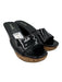 Prada Shoe Size 38.5 Black & Brown Patent Leather Cork Base Platform Sandals Black & Brown / 38.5