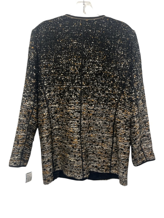 Lafayette 148 Size Large Black, Brown & Cream Polyacrylic Wool Blend Jacket Black, Brown & Cream / Large