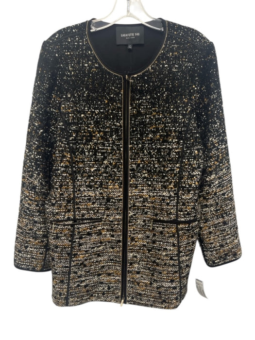 Lafayette 148 Size Large Black, Brown & Cream Polyacrylic Wool Blend Jacket Black, Brown & Cream / Large