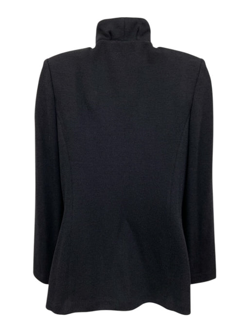 St. John Evening Size 6 Black No Fabric Tag Rib Knit Rhinestone Buttons Jacket Black / 6