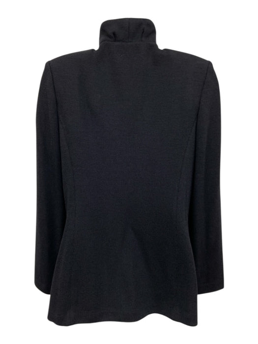 St. John Evening Size 6 Black No Fabric Tag Rib Knit Rhinestone Buttons Jacket Black / 6