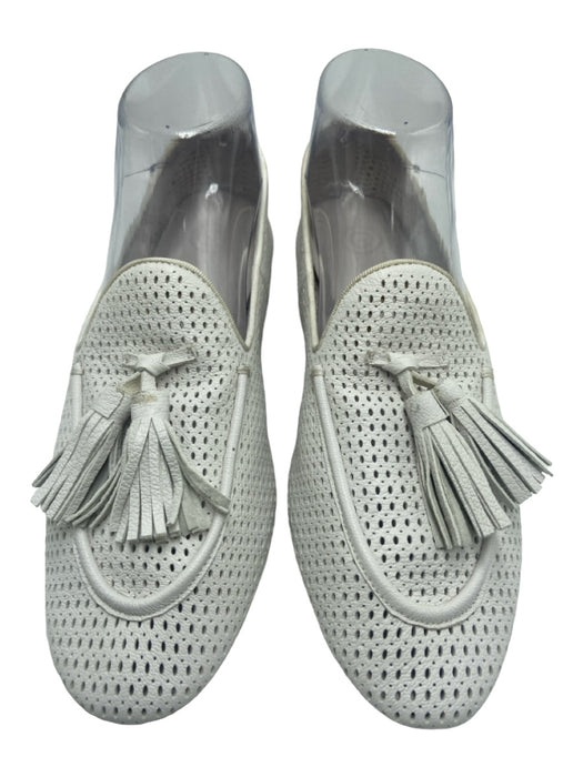 Made in Morocco Shoe Size 39 White Leather Tassel Perforated Slip On Loafers White / 39