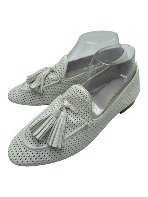 Made in Morocco Shoe Size 39 White Leather Tassel Perforated Slip On Loafers White / 39