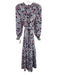 ME+EM Size 4 Blue, Red, Pink Long Sleeve Floral Smocked Waist Midi Dress Blue, Red, Pink / 4