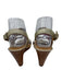 Jack Rogers Shoe Size 8.5 Beige & Gold Leather & Canvas Toe Strap Wedge Sandals Beige & Gold / 8.5