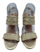 Jack Rogers Shoe Size 8.5 Beige & Gold Leather & Canvas Toe Strap Wedge Sandals Beige & Gold / 8.5