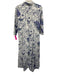 Julia Amory Size Small White & Blue Cotton Floral Button Down 3/4 Sleeve Dress White & Blue / Small
