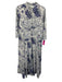 Julia Amory Size Small White & Blue Cotton Floral Button Down 3/4 Sleeve Dress White & Blue / Small