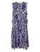 Oliphant Size S Cream White & Purple Cotton Abstract Floral Wavy Dress Cream White & Purple / S