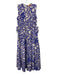 Oliphant Size S Cream White & Purple Cotton Abstract Floral Wavy Dress Cream White & Purple / S