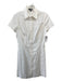 Theory Size 8 White Linen Blend Collared Button Up Short Sleeve Below knee Dress White / 8