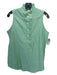 Ann Mashburn Size S Green & White Cotton Ruffle Neck Sleeveless 1/2 Button Top Green & White / S