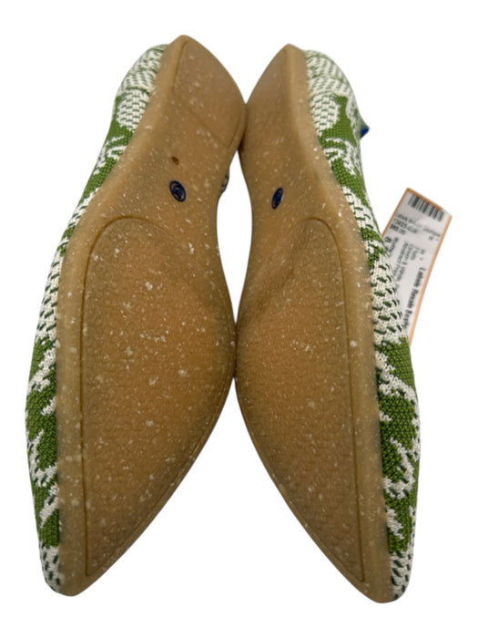 Rothy's Shoe Size 8.5 Green & White Synthetic Pointed Toe Abstract Print Flats Green & White / 8.5