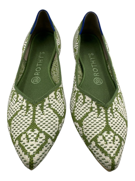 Rothy's Shoe Size 8.5 Green & White Synthetic Pointed Toe Abstract Print Flats Green & White / 8.5