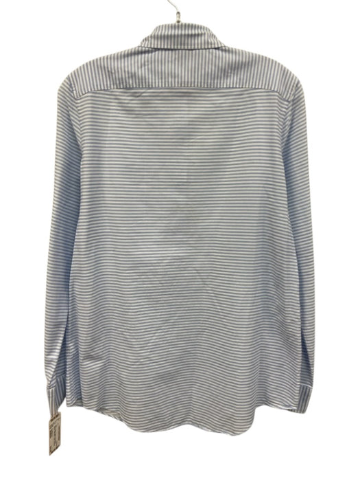 Ann Mashburn Size Medium Blue & White Cotton Long Sleeve Striped Half Button Top Blue & White / Medium