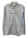 Ann Mashburn Size Medium Blue & White Cotton Long Sleeve Striped Half Button Top Blue & White / Medium