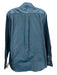 Ann Mashburn Size Medium Blue Silk Long Sleeve Button Front Shimmer Collar Top Blue / Medium