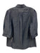 Ann Mashburn Size Medium Navy Blue Linen Blend Half Sleeve Button Front Top Navy Blue / Medium